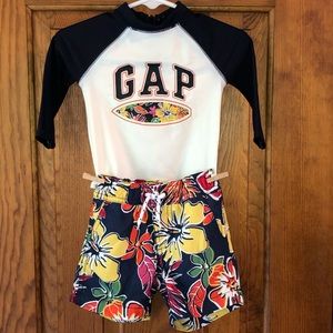 Gap baby boy swimming trunks and swim shirt